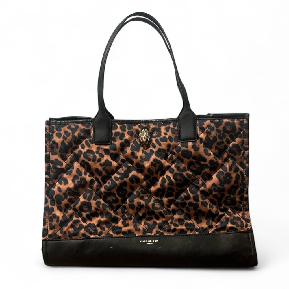 Kurt Geiger Leopard Print Quilted Tote with Black Trim